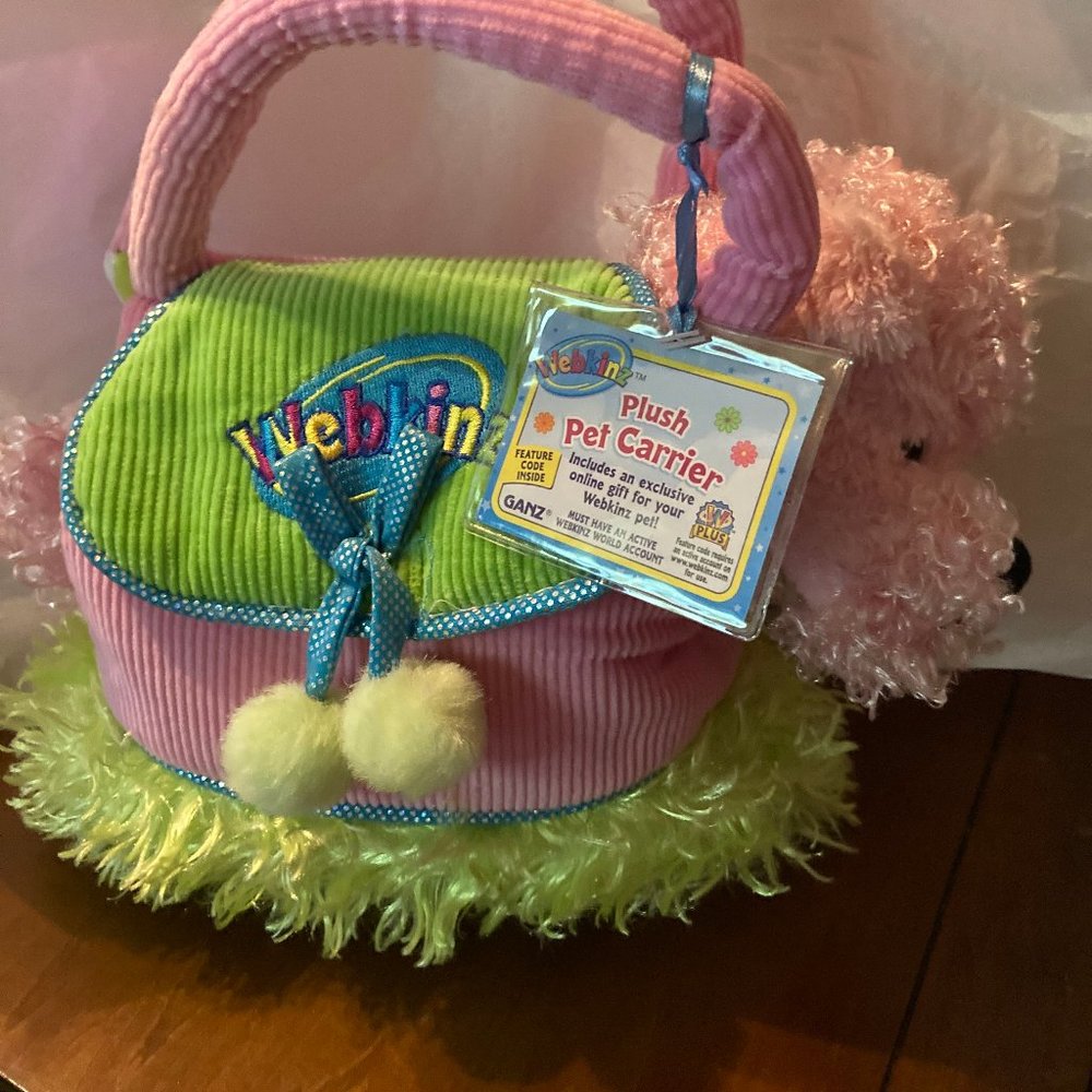 PLUSH PET CARRIER PURSE CUTE POODLE INSIDE NEW